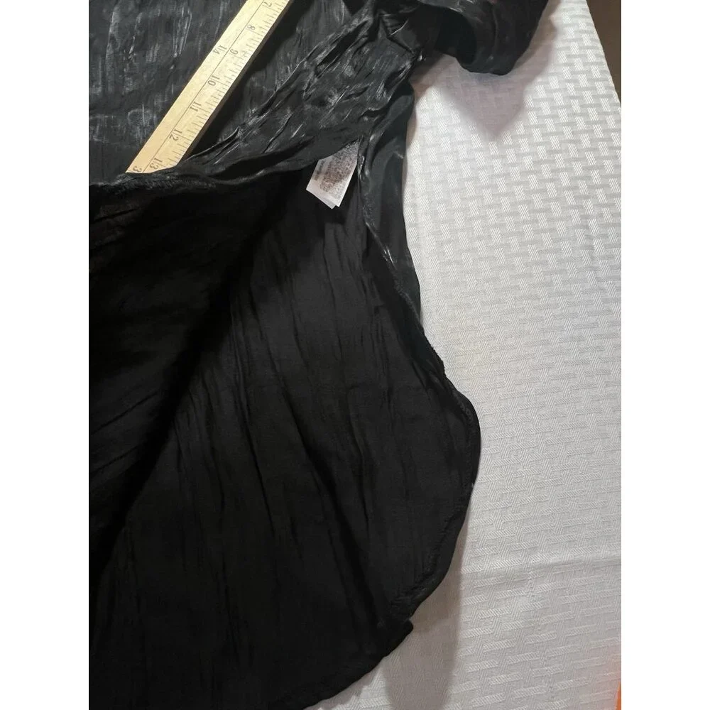 Forever 21‎ Long Sleeve Button Black Crinkle Slit Sides Women’s Size Large NWT - Picture 12 of 16